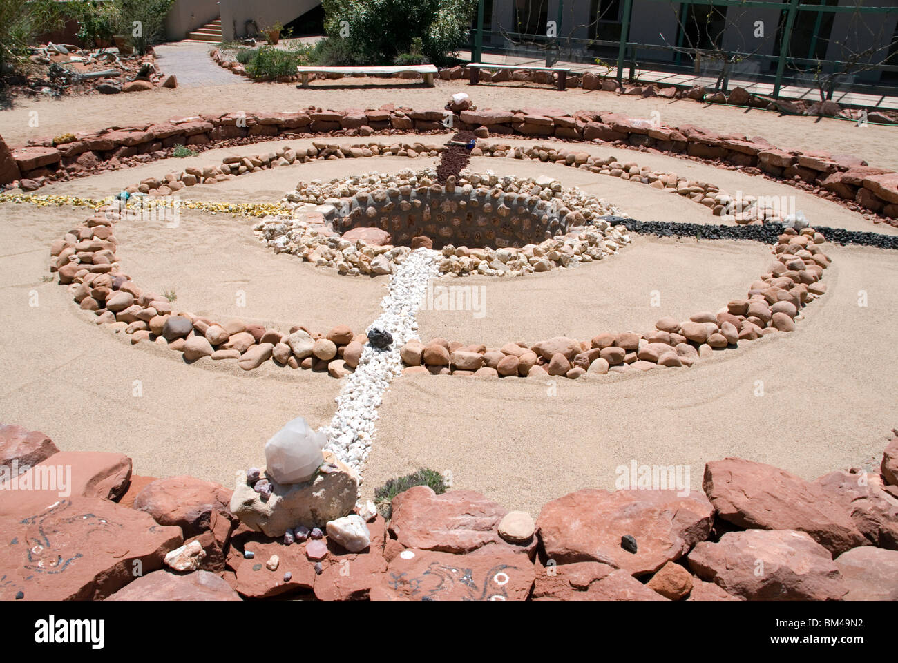 Ruota di Medicina sciamanica circle healing earth vortice di energia sito sacro appena fuori a Sedona in Arizona USA Foto Stock