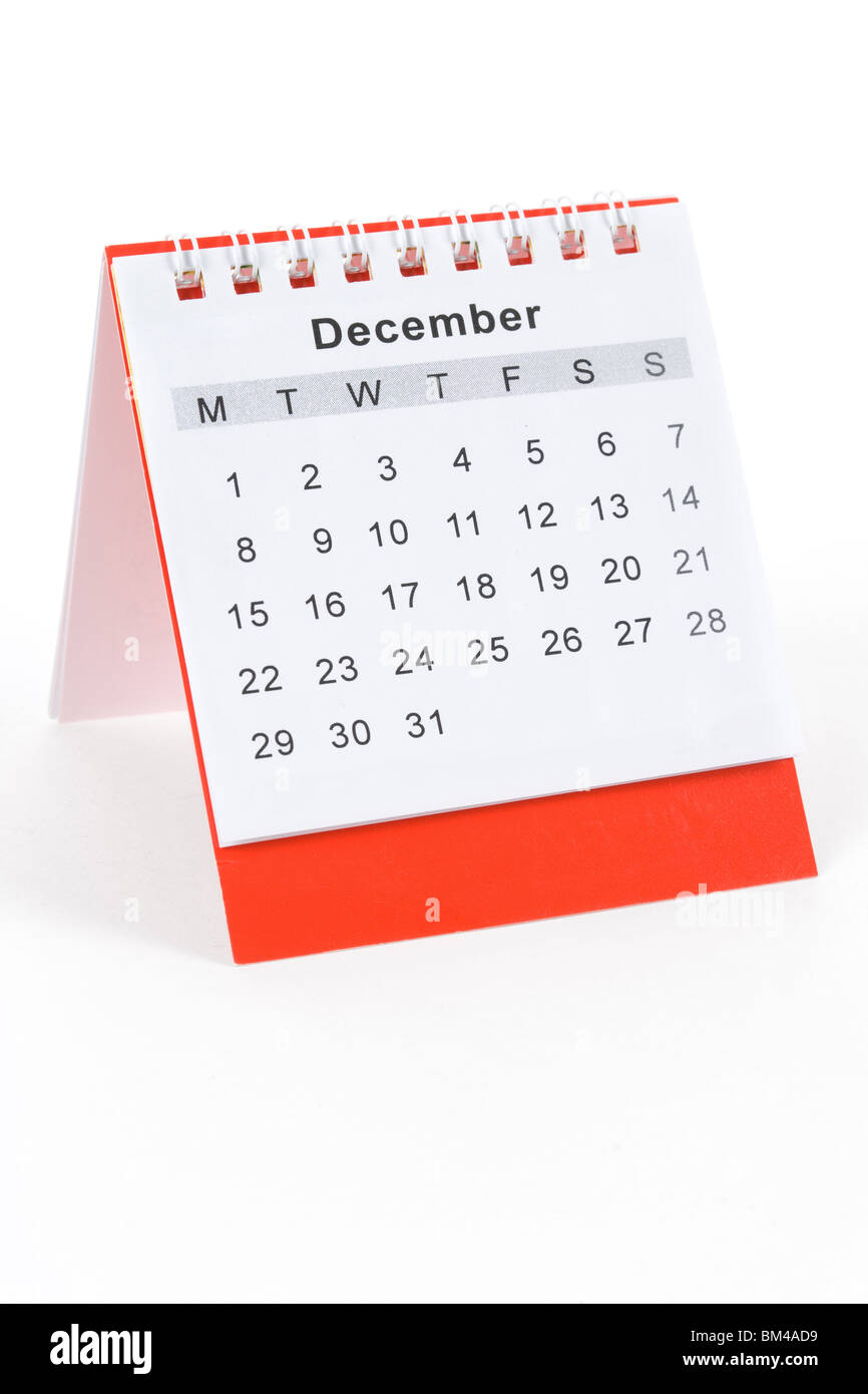 Calendario Dicembre close up shot Foto Stock