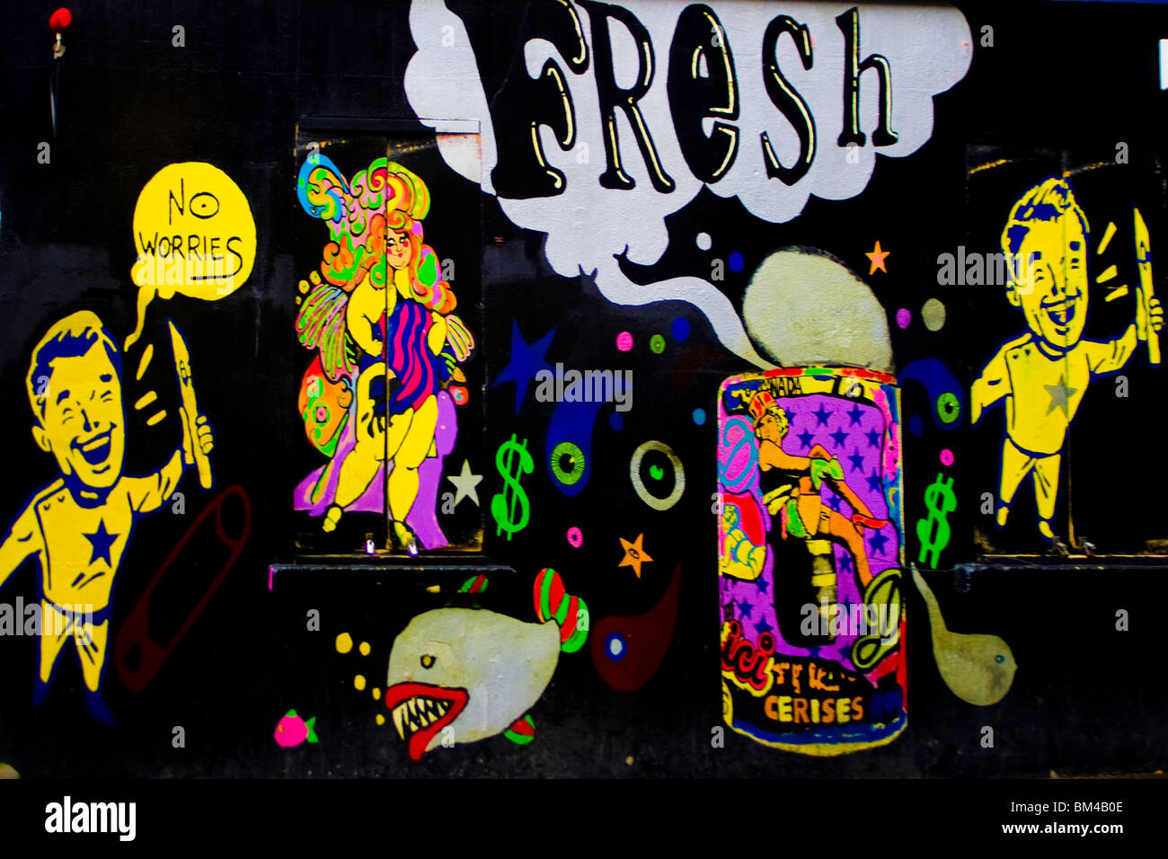 Graffiti su un muro a Dublino, Irlanda Foto Stock