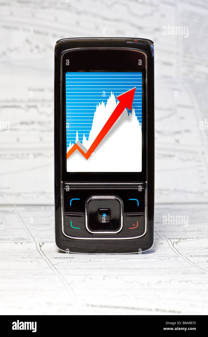 Analisi di mercato con Touchscreen Mobile Foto Stock