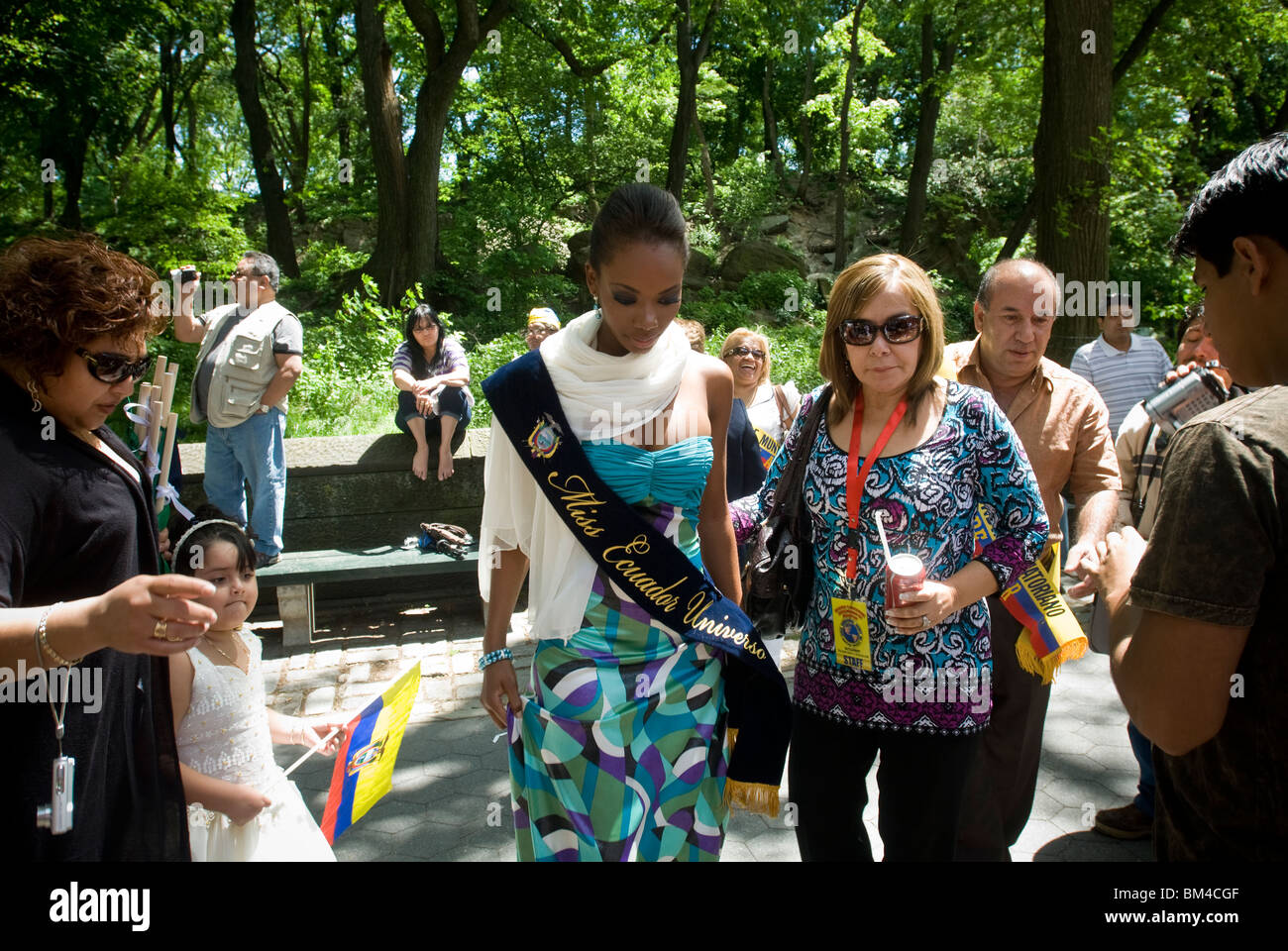 Miss Ecuador, Lady Mina, 23 da Guayaquil alla parata ecuadoriana su Central Park West a New York Foto Stock