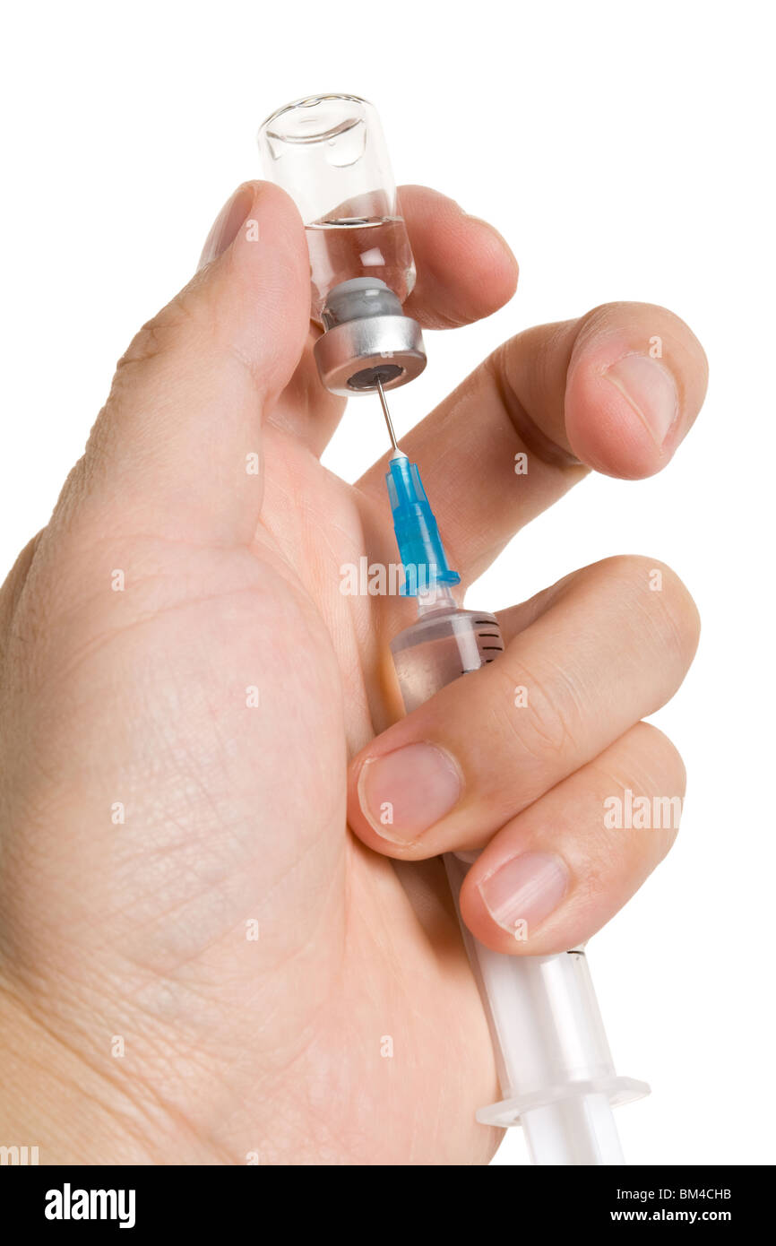 Siringa e la vaccinazione close up Foto Stock