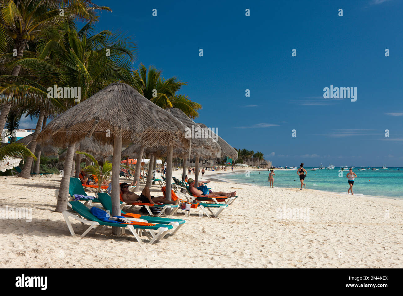 Spiaggia di Playa del Carmen e Riviera Maya, la penisola dello Yucatan, il Mare dei Caraibi, Messico Foto Stock