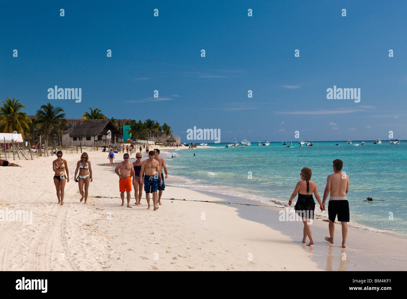Spiaggia di Playa del Carmen e Riviera Maya, la penisola dello Yucatan, il Mare dei Caraibi, Messico Foto Stock