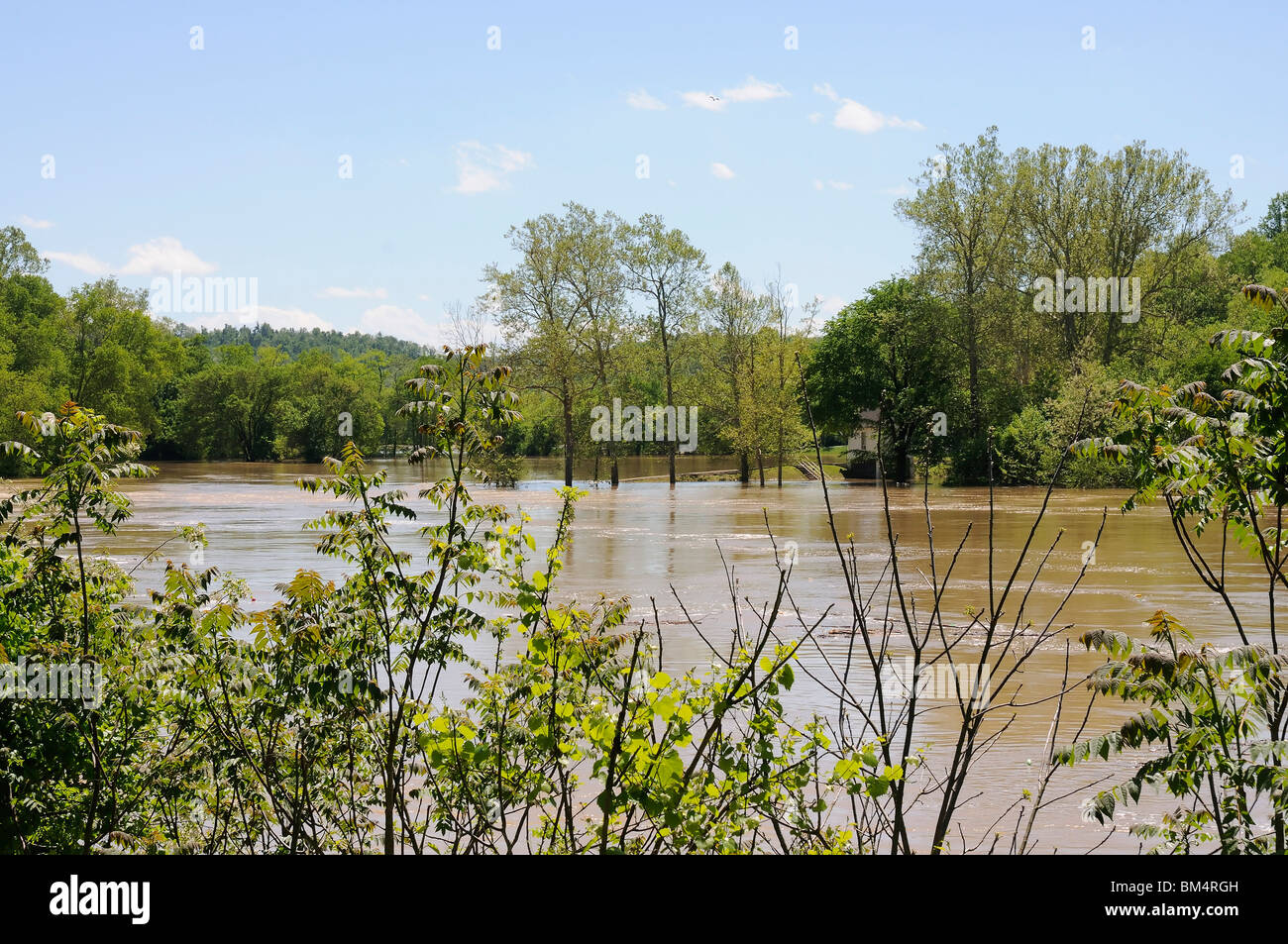 Acque di allagamento del Kentucky River a Fort Boonesborough Kentucky negli Stati Uniti Foto Stock
