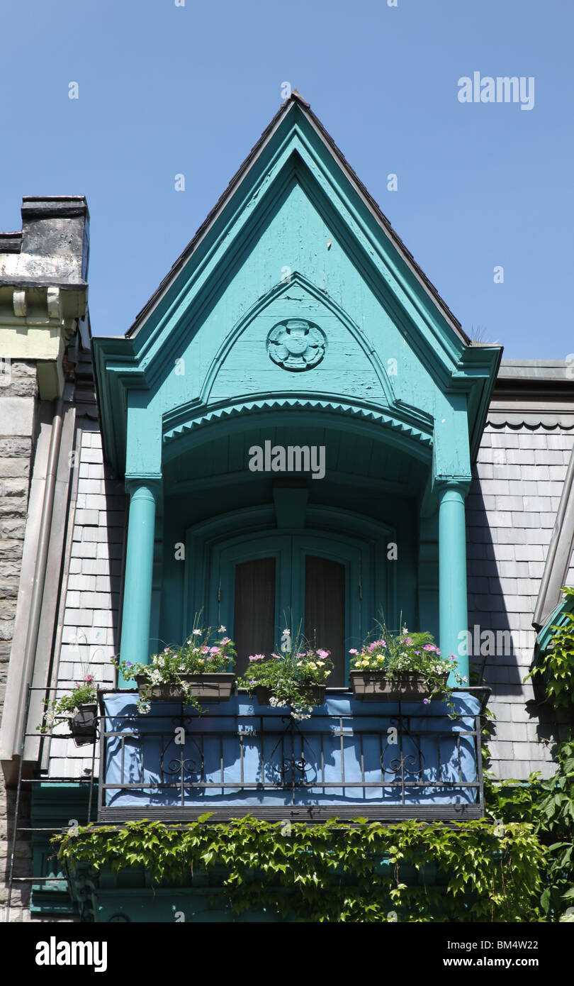 Grazioso balcone, Piazza Saint Louis; Mont Royal, Montreal Foto Stock
