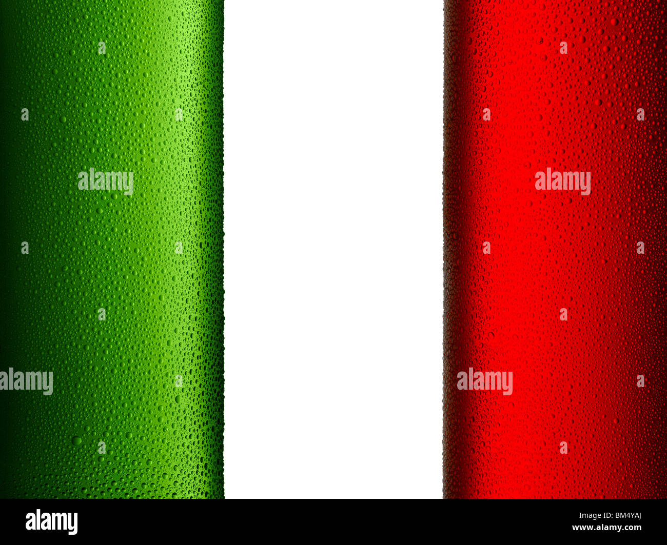 Bandiera Italiana composta da due bottiglie fredde Foto Stock