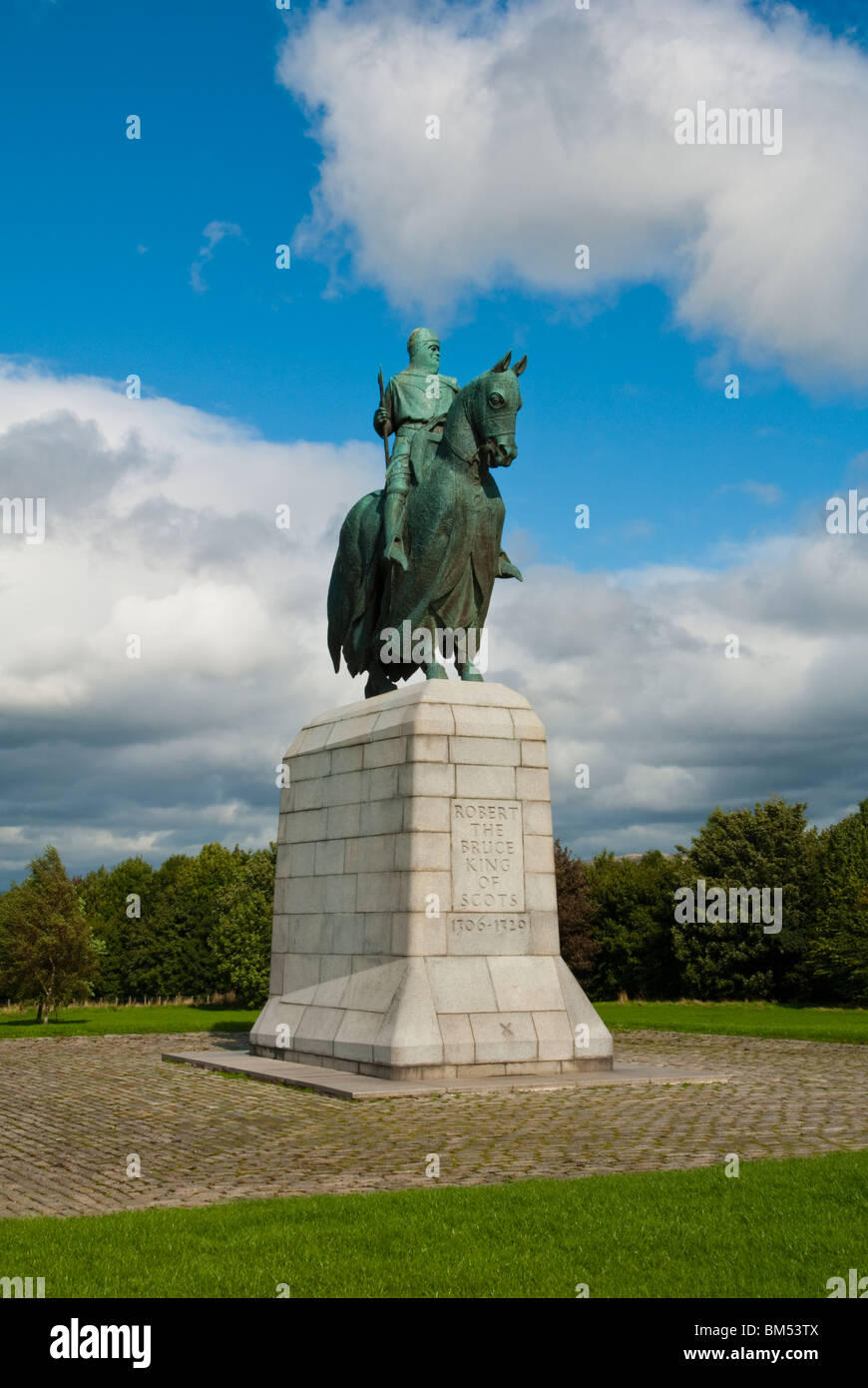 Statua di Re Robert the Bruce a Bannockburn Heritage Centre Foto Stock