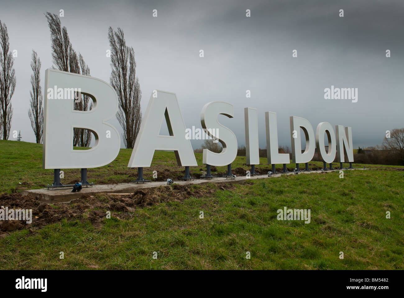 Lo stile di Hollywood Sign in Basildon, Essex, Regno Unito - 31 Marzo 2010 Foto Stock