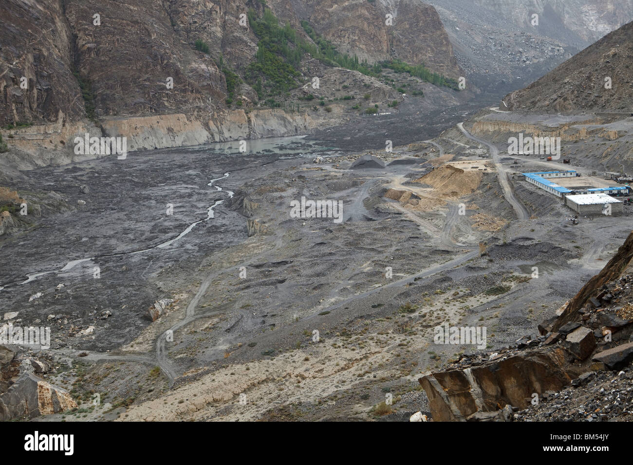 La frana di Attabad che blocchi la Karakoram Highway, Hunza, Pakistan Foto Stock