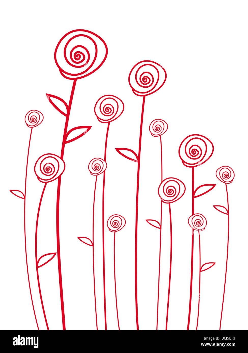 Rose rosse, scribble disegno Foto Stock