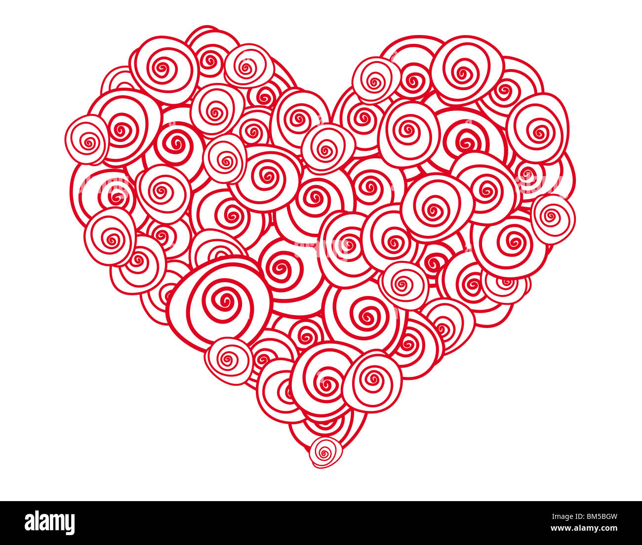 Forma di cuore fatta di rose rosse Foto Stock