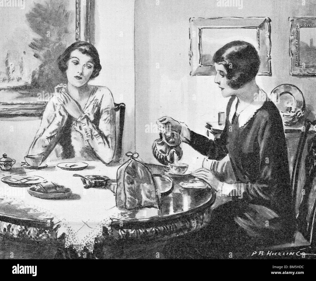 Due donne gustando il tè del pomeriggio Foto Stock