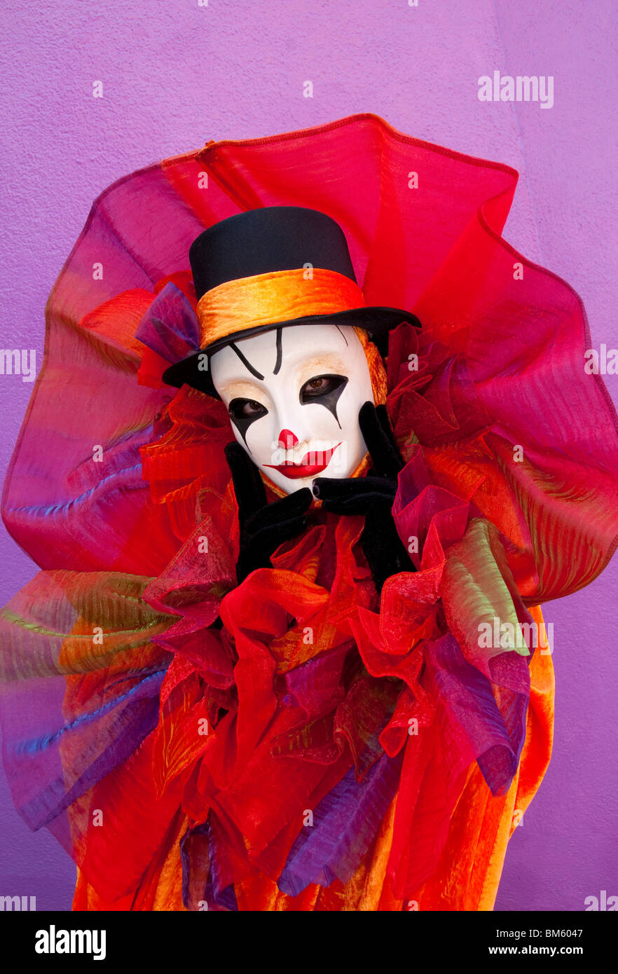 Clown al Carnevale di Venezia, Italia. Foto Stock