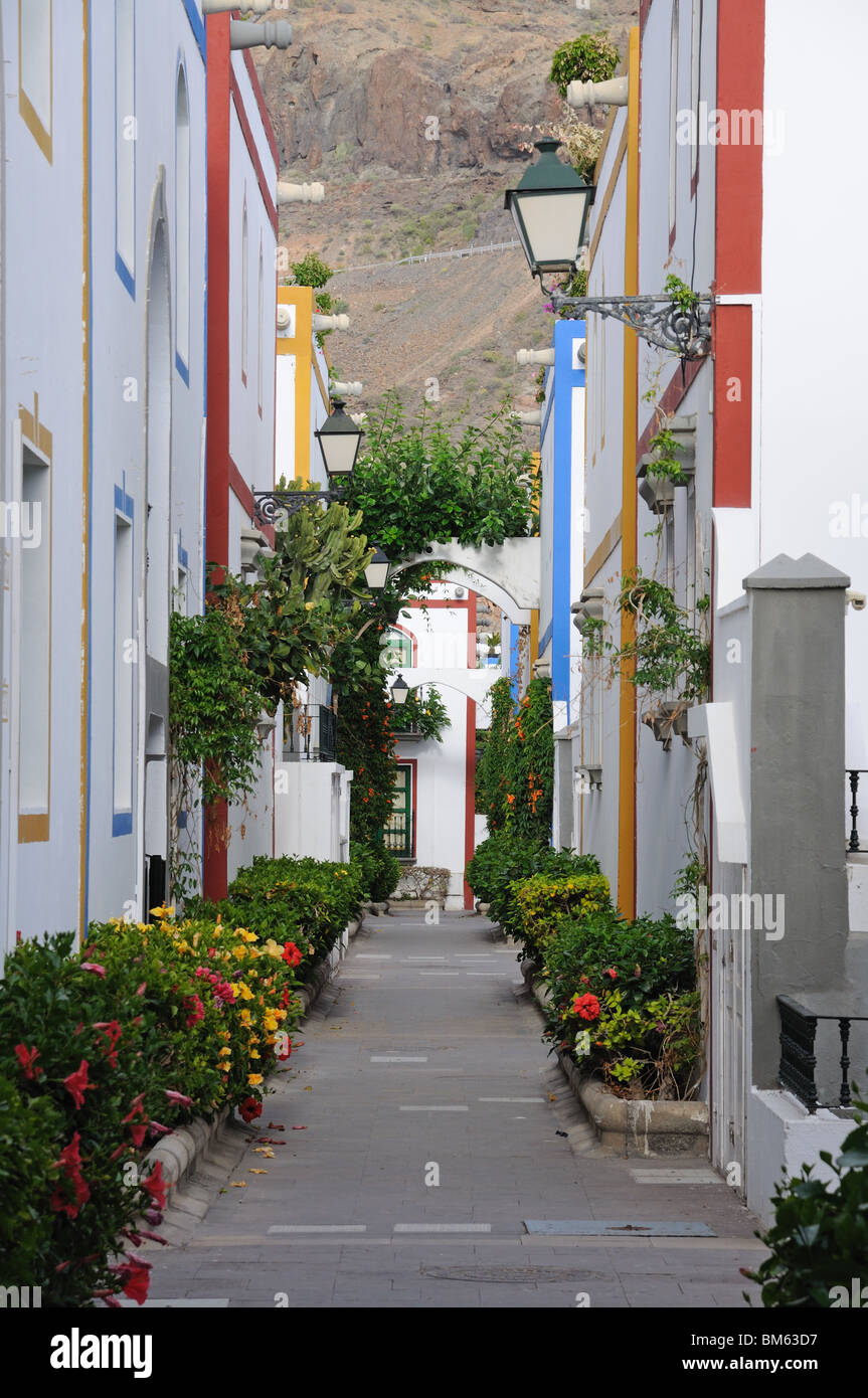 Strada di Puerto de Mogan, Gran Canarie Spagna Foto Stock