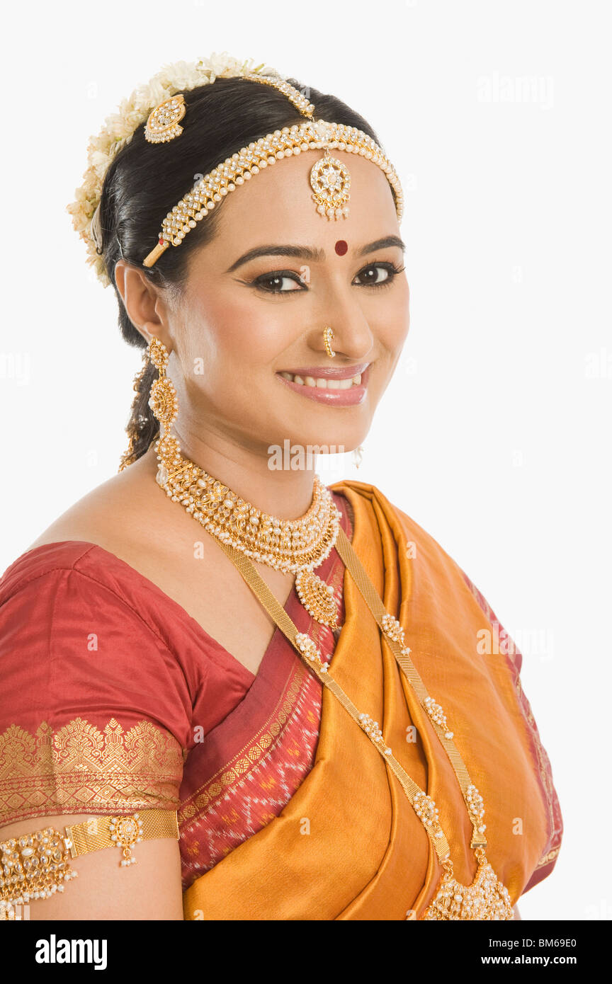 Sud indiane donna sorridente Foto Stock