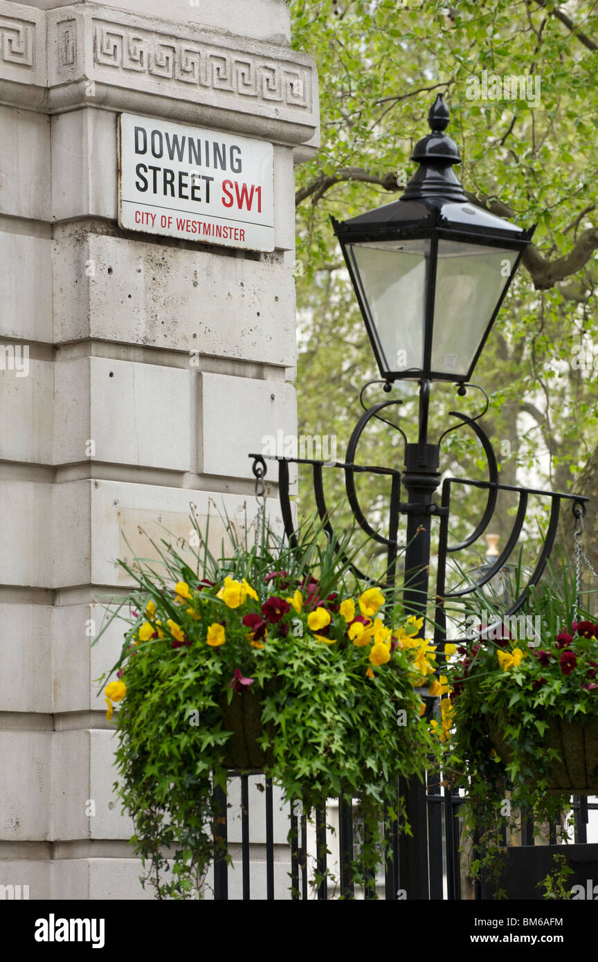 Downing Street SW1, City of Westminster segno Foto Stock