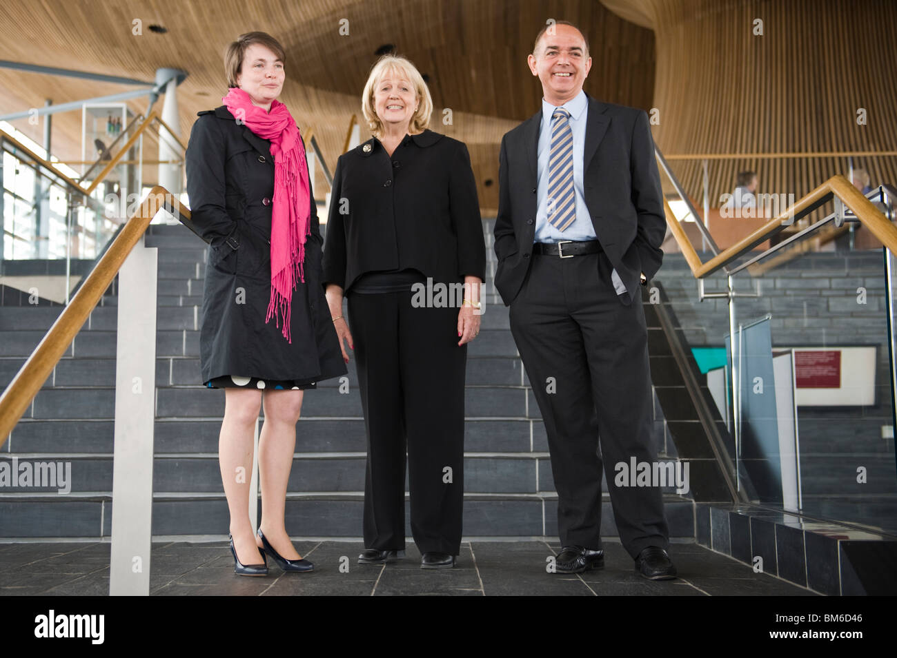 Cheryl Gillan MP il Segretario di Stato per il Galles gallese Partito Conservatore Nick Bourne AM e i liberali democratici Kirsty Williams AM Foto Stock