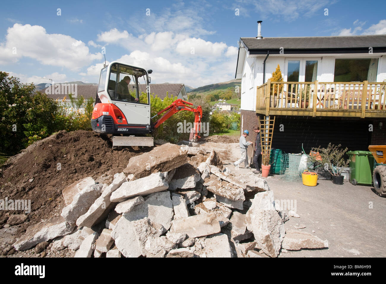 Lavori di costruzione di una casa in ambleside, cumbria, Regno Unito. Foto Stock