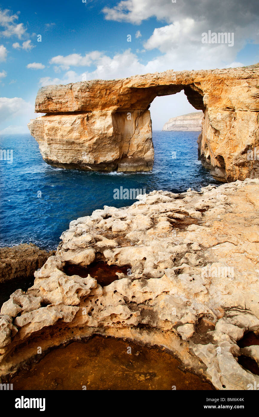 Roccia Naturale arch chiamato Azure Window, isola di Gozo Foto Stock