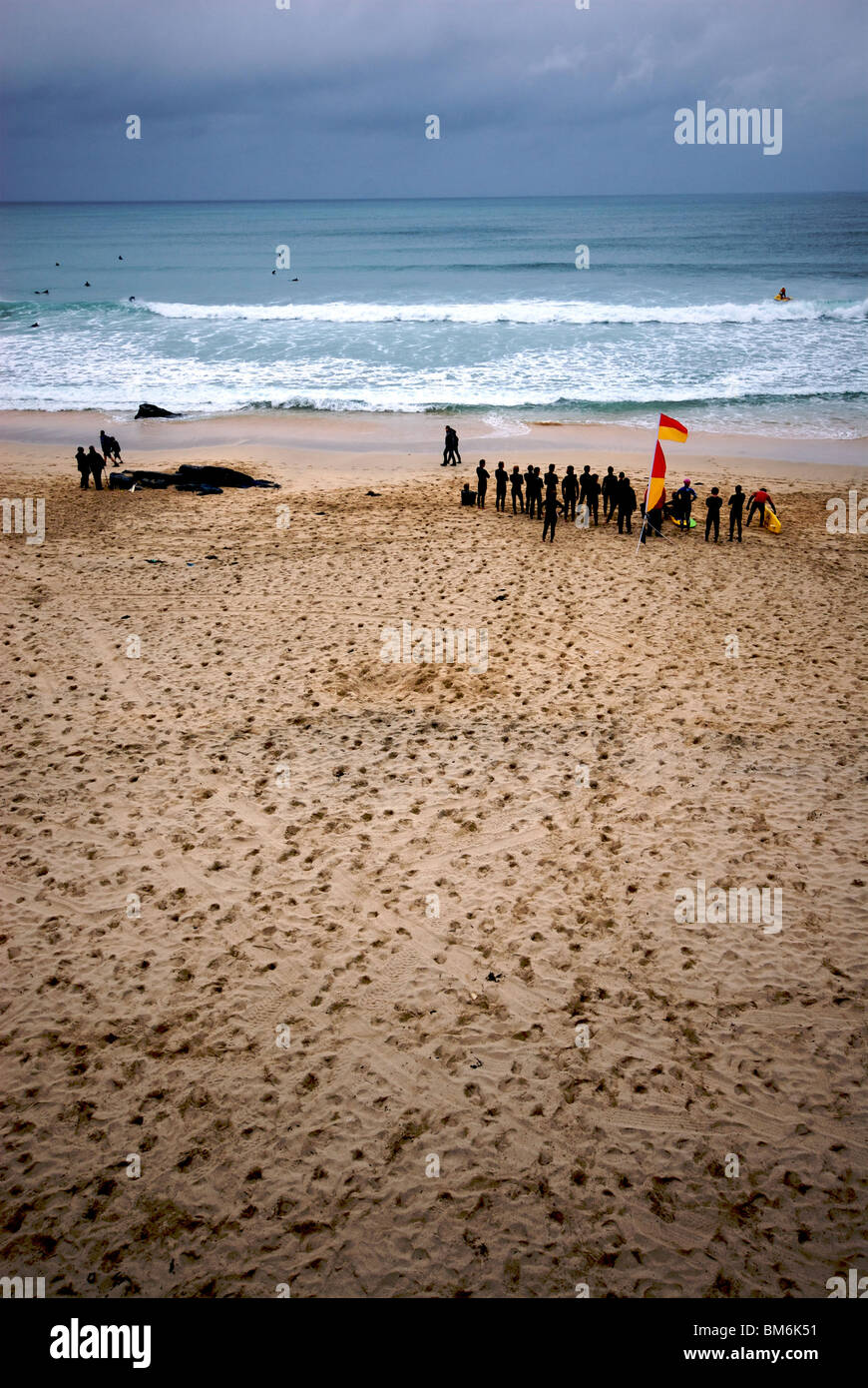 St Ives Cornwall Regno Unito una Scuola di Surf Beach Surf Mar Foto Stock