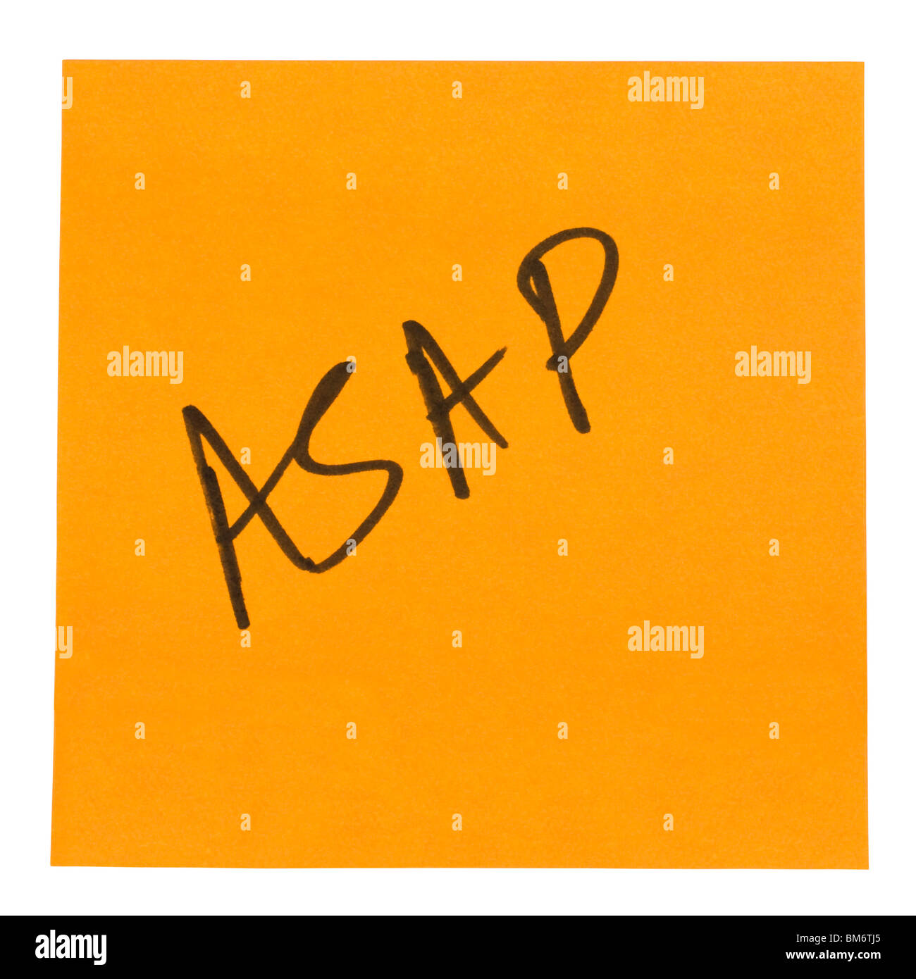 Parola di ASAP scritto su un adesivo nota Foto Stock