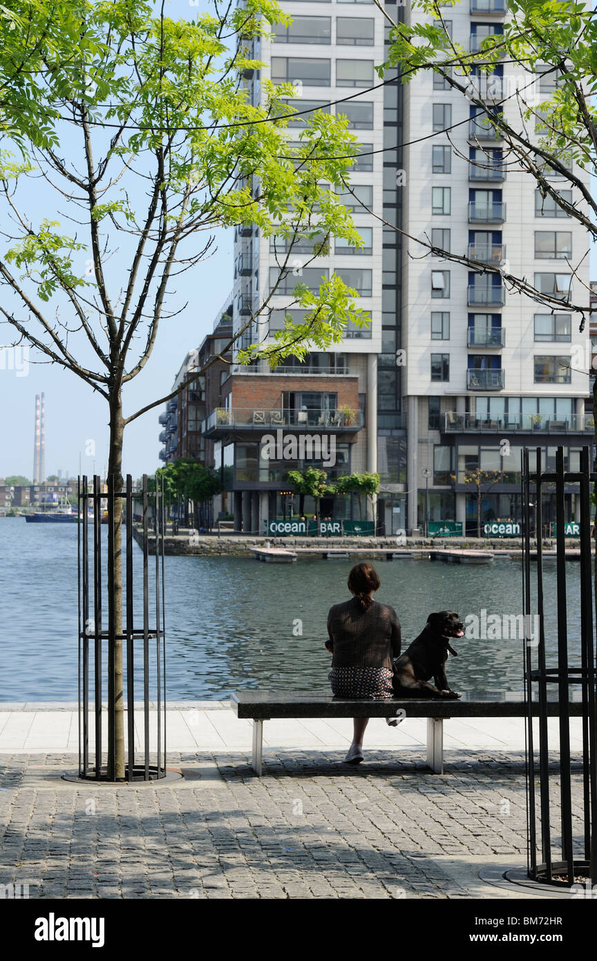 Pomeriggio estivo presso il Grand Canal Quay, Dublin Foto Stock