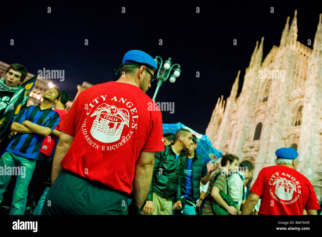 Il calcio finale mach Champions League Inter-Bayern Munchen, la piazza del Duomo di Milano, Italia, 22.05.2010 Foto Stock