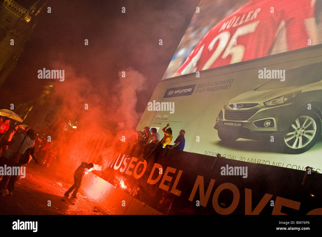 Il calcio finale mach Champions League Inter-Bayern Munchen, la piazza del Duomo di Milano, Italia, 22.05.2010 Foto Stock