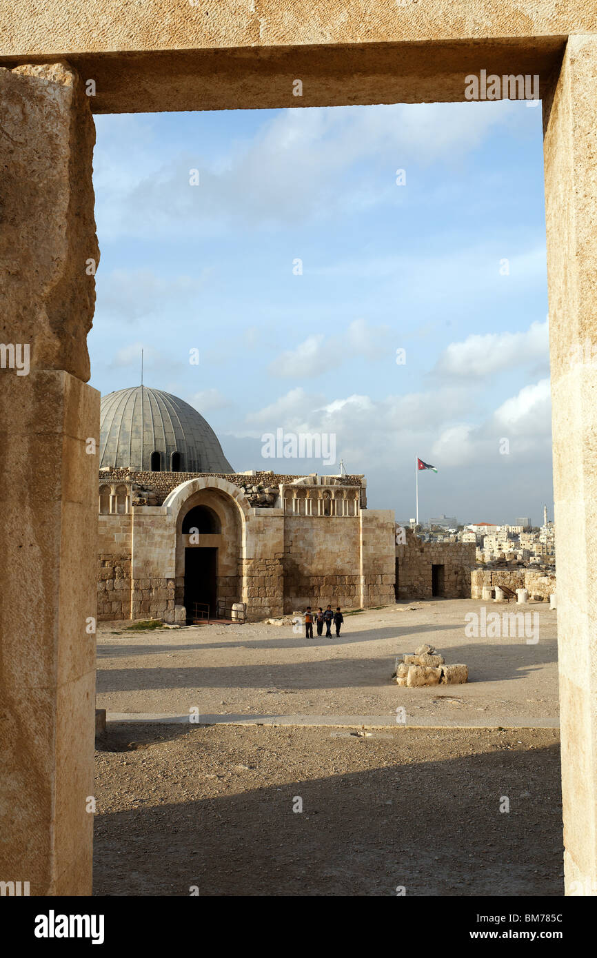Le rovine di Umayyad Palace, al di sopra di Amman in Giordania Foto Stock
