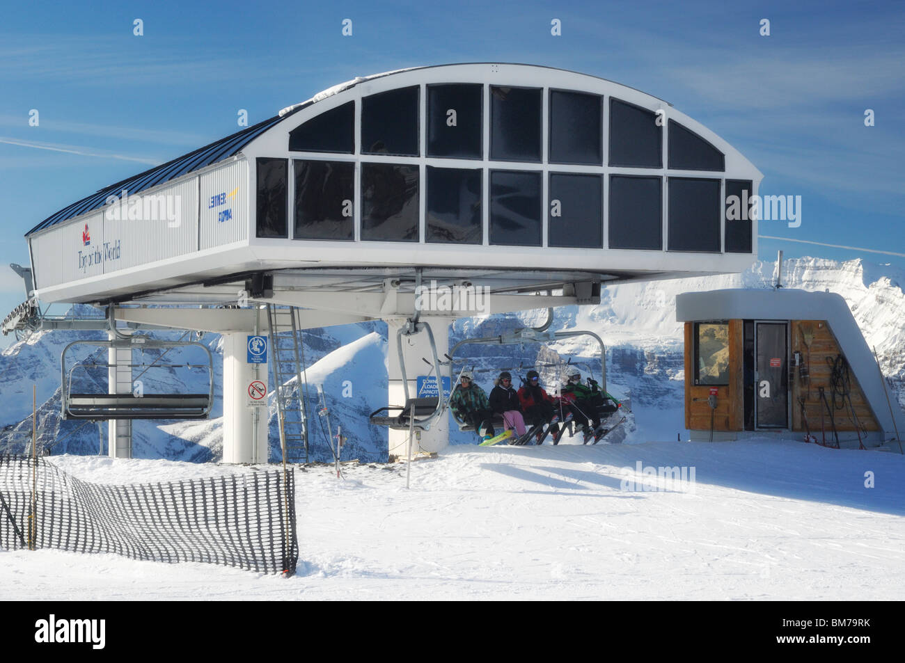 La parte superiore della seggiovia del mondo presso il Lago Louise Ski Resort - Parco Nazionale di Banff, Alberta, Canada Foto Stock