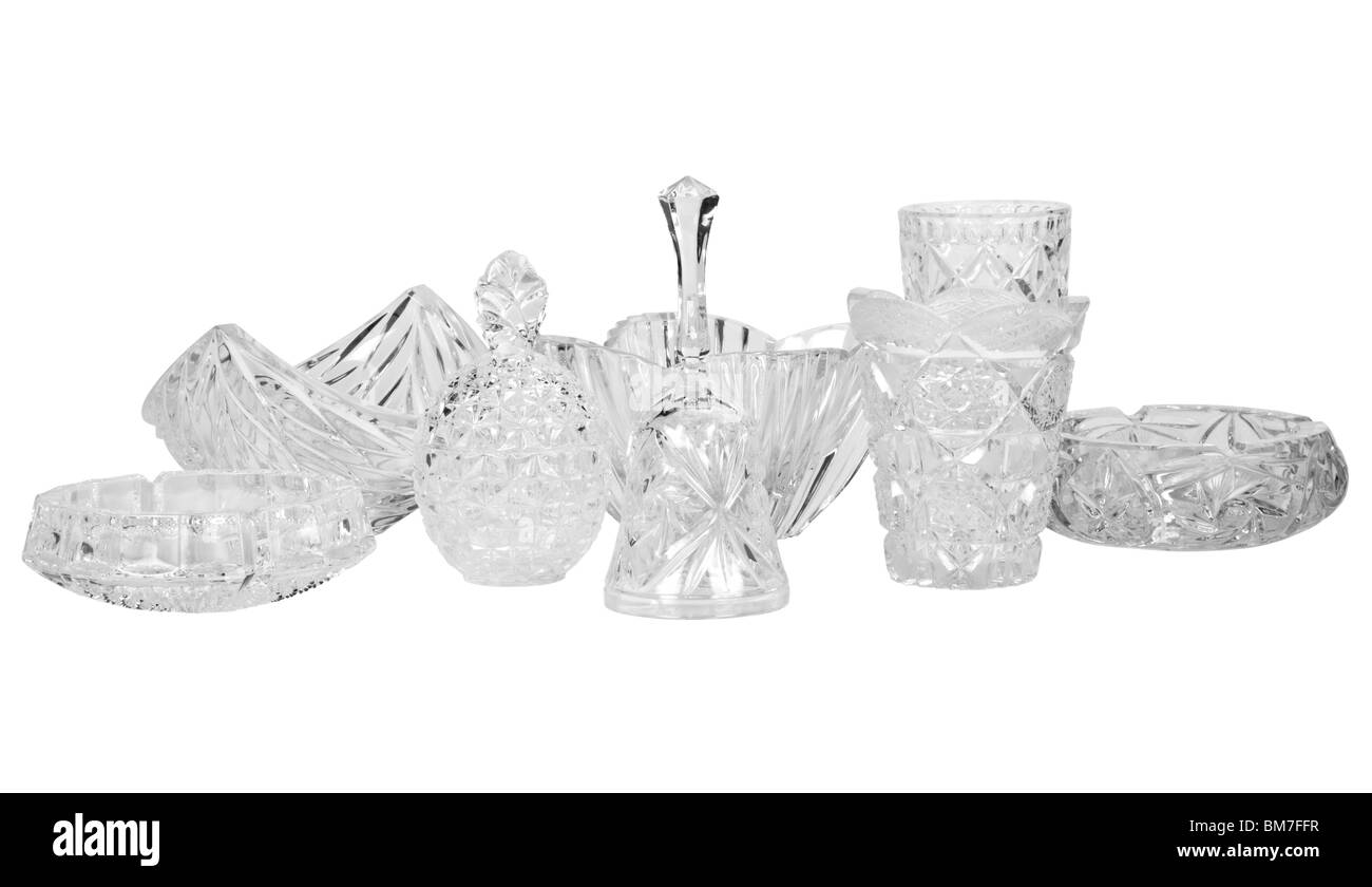 Un assortimento di utensili di cristallo Foto Stock