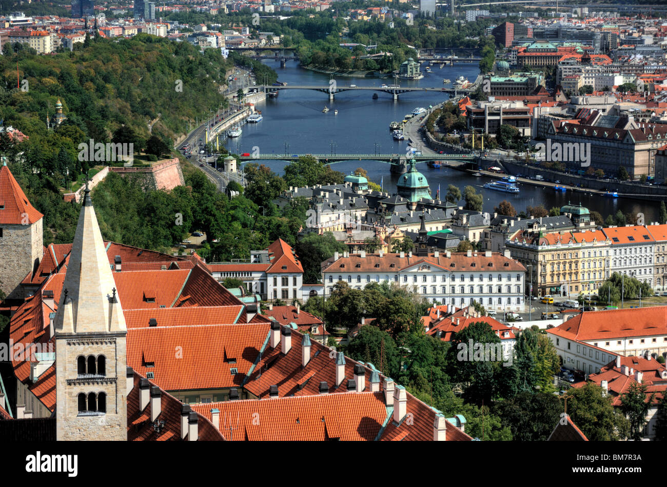 Bird-eye vista del centro storico di Praga Foto Stock