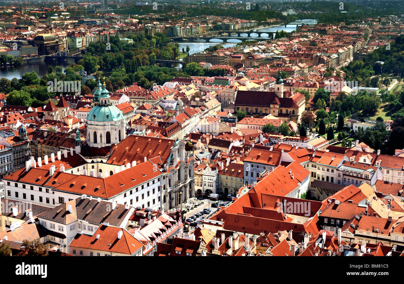 Bird-eye vista del centro storico di Praga Foto Stock