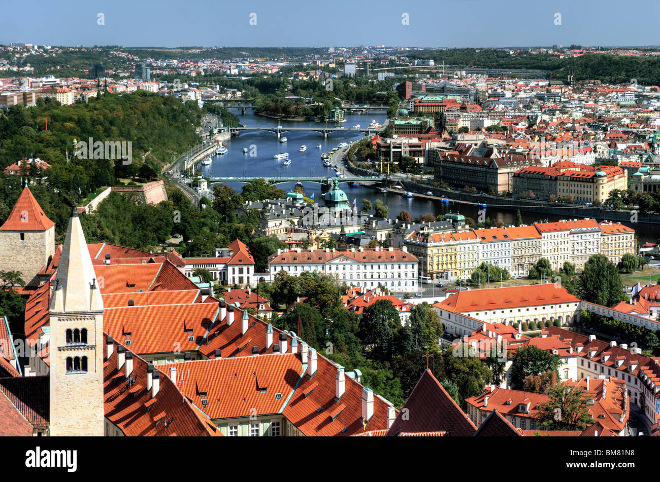 Bird-eye vista del centro storico di Praga Foto Stock