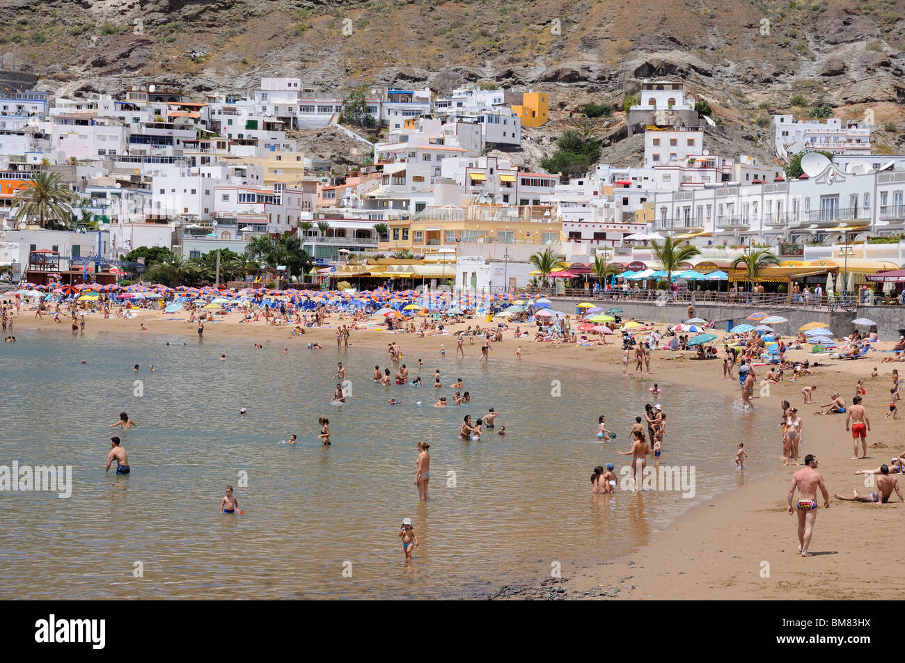Spiaggia di Puerto de Mogan, Gran Canarie Spagna Foto Stock