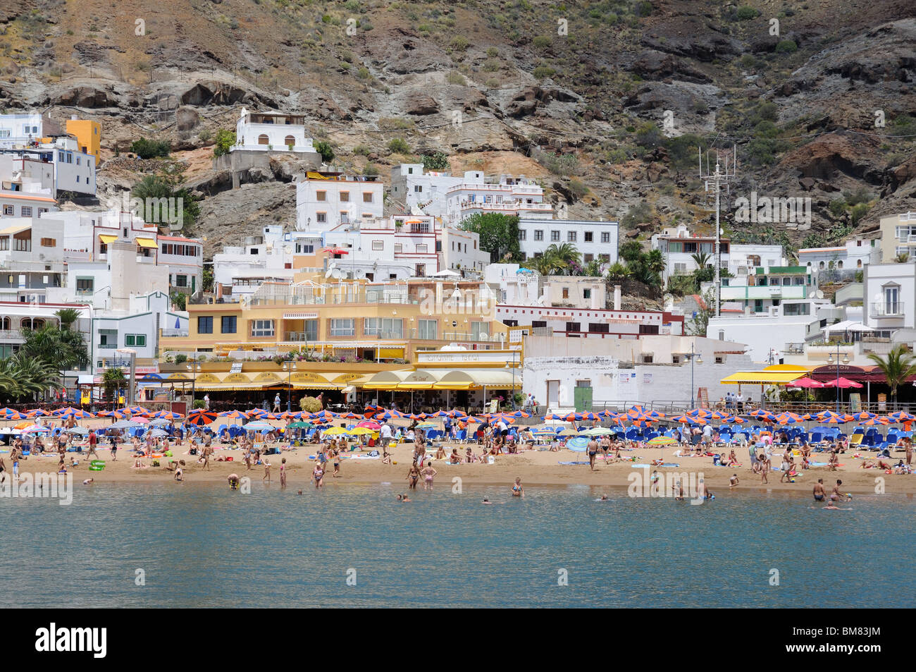 Spiaggia di Puerto de Mogan, Grand Isola Canarie Spagna Foto Stock