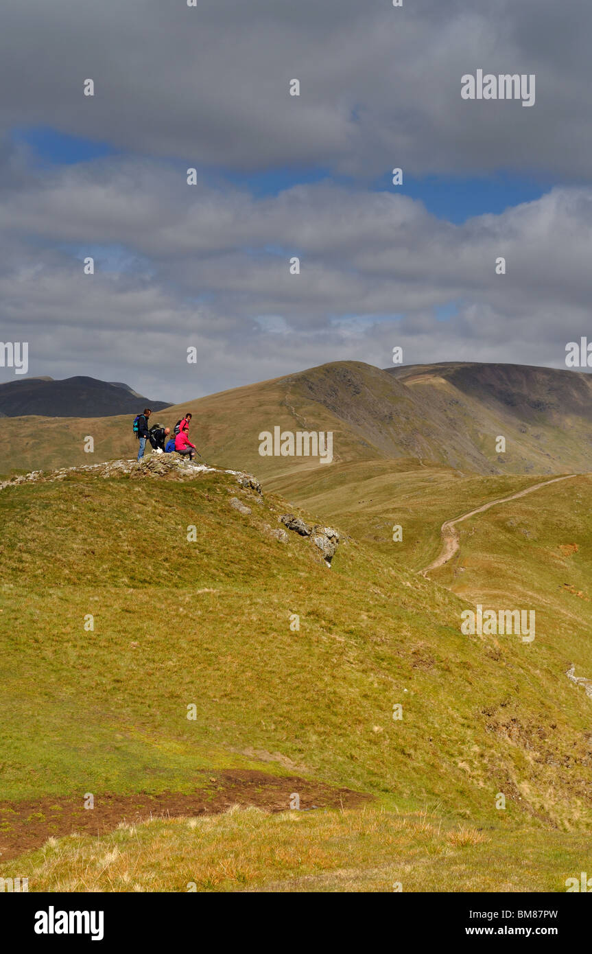 Parte di scuotipaglia tenendo nella vista su Heron Pike su Fairfield Horseshoe nel distretto del Lago Foto Stock