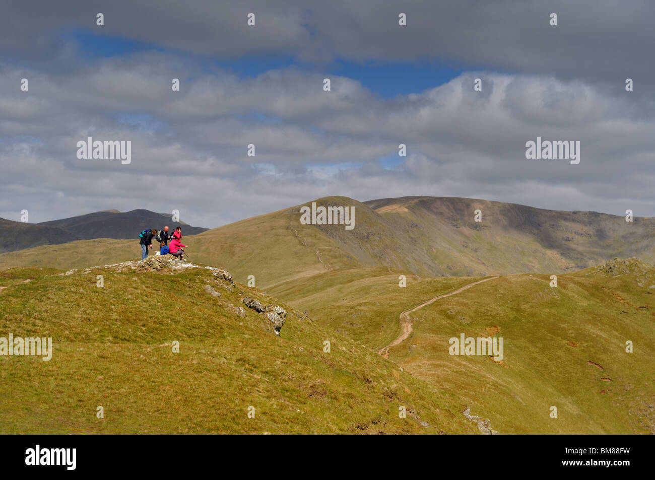 Parte di scuotipaglia tenendo nella vista su Heron Pike su Fairfield Horseshoe nel distretto del Lago Foto Stock