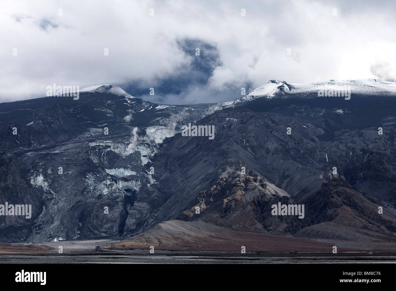 Il ghiacciaio Gigjokull, Eyjafjallajokull Islanda Foto Stock