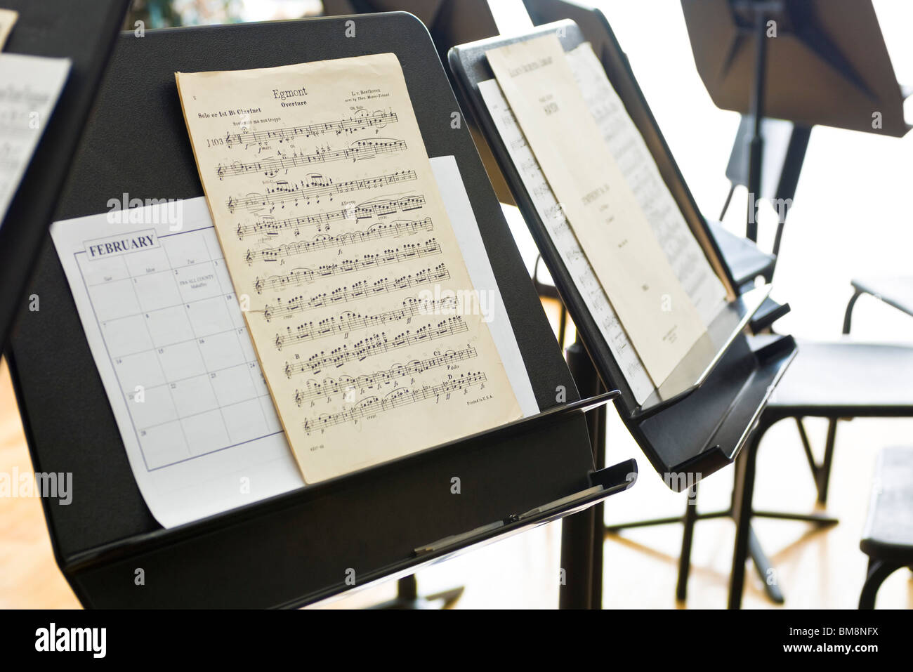 Foglio di musica su music stand Foto Stock