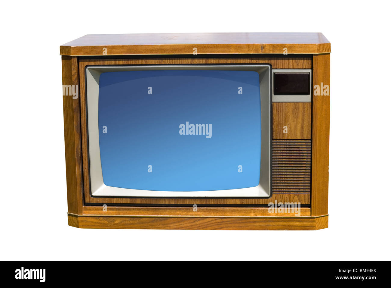 Vecchia Televisione con sfondo bianco Foto Stock