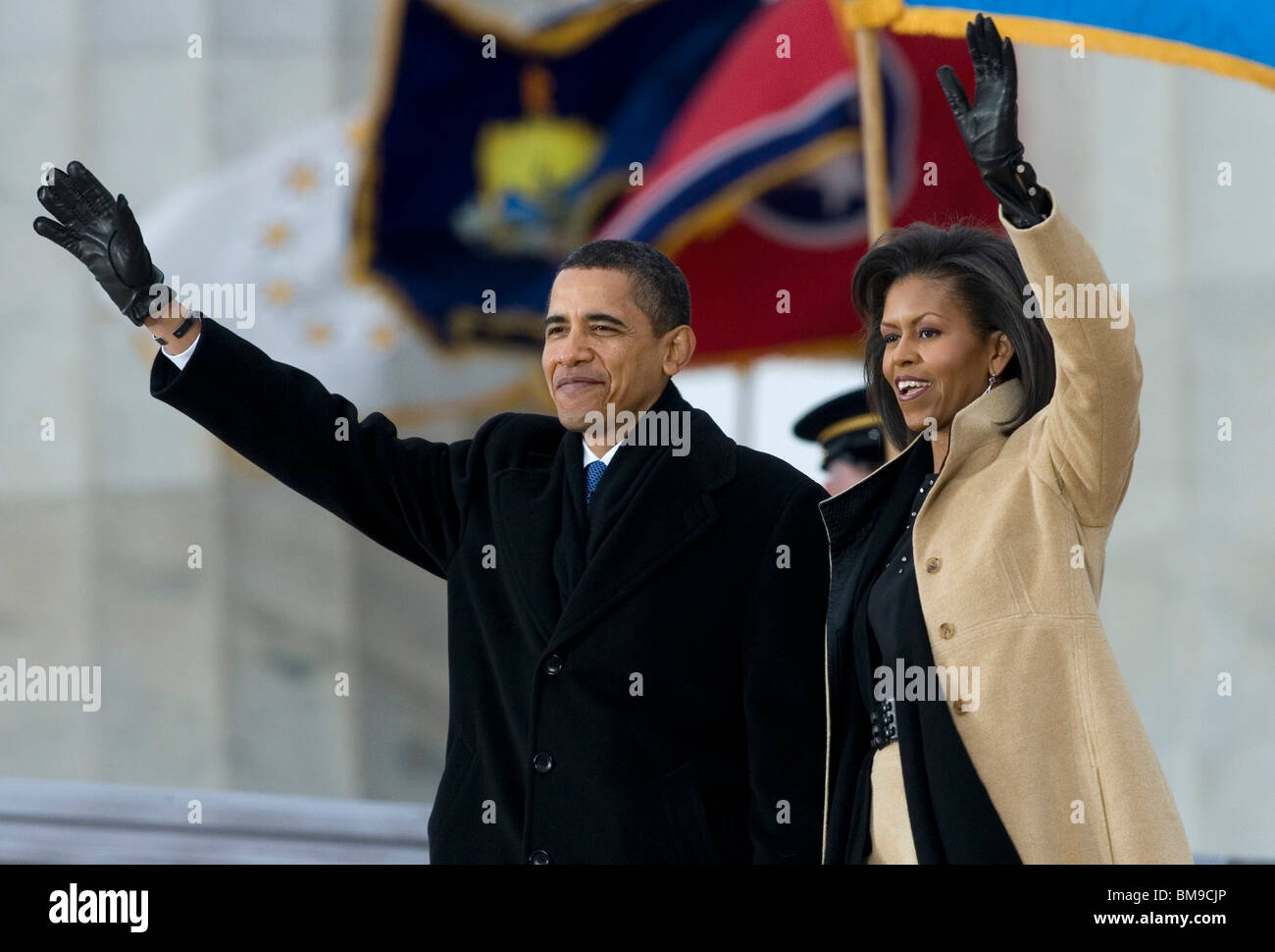 Presidente eletto Barack Obama e Michelle Obama a noi sono un concerto. Foto Stock