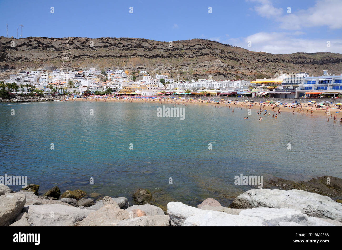 Spiaggia di Puerto de Mogan, Grand Isola Canarie Spagna Foto Stock