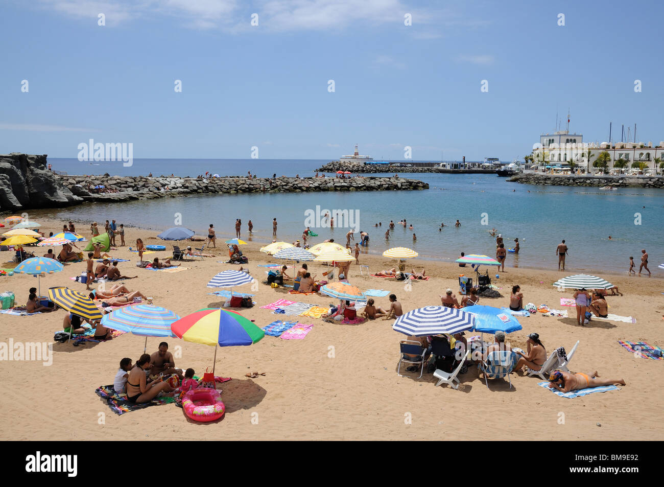 Spiaggia di Puerto de Mogan, Gran Canarie Spagna Foto Stock