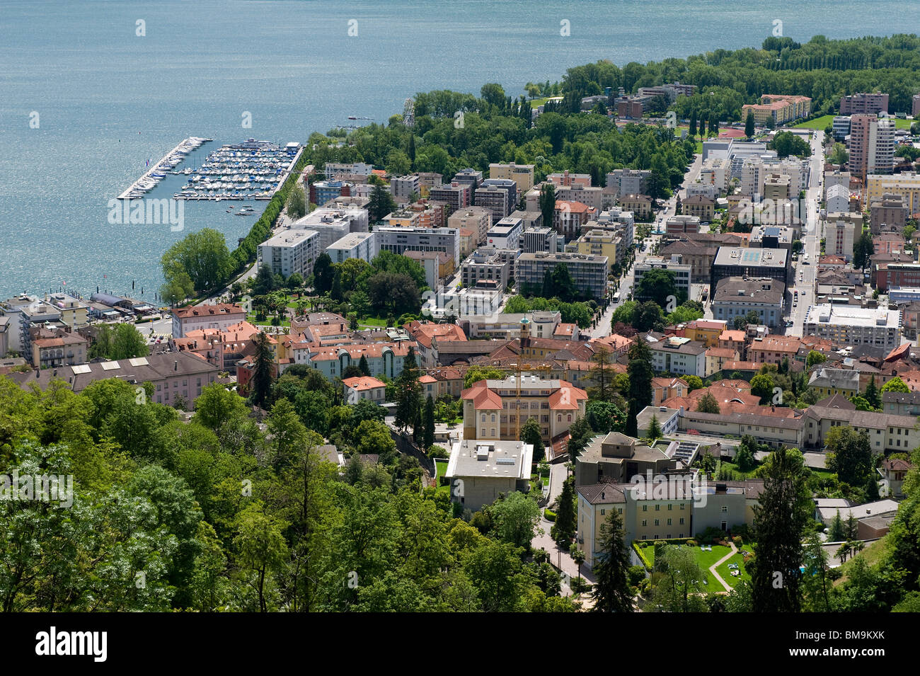 Vista aerea di Locarno, Svizzera Foto Stock