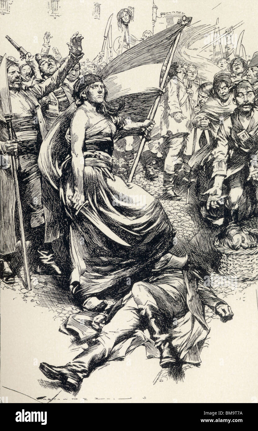 Madame Defarge Teresa. Illustrazione di Max Cowper dal libro un racconto di due città di Charles Dickens. Foto Stock