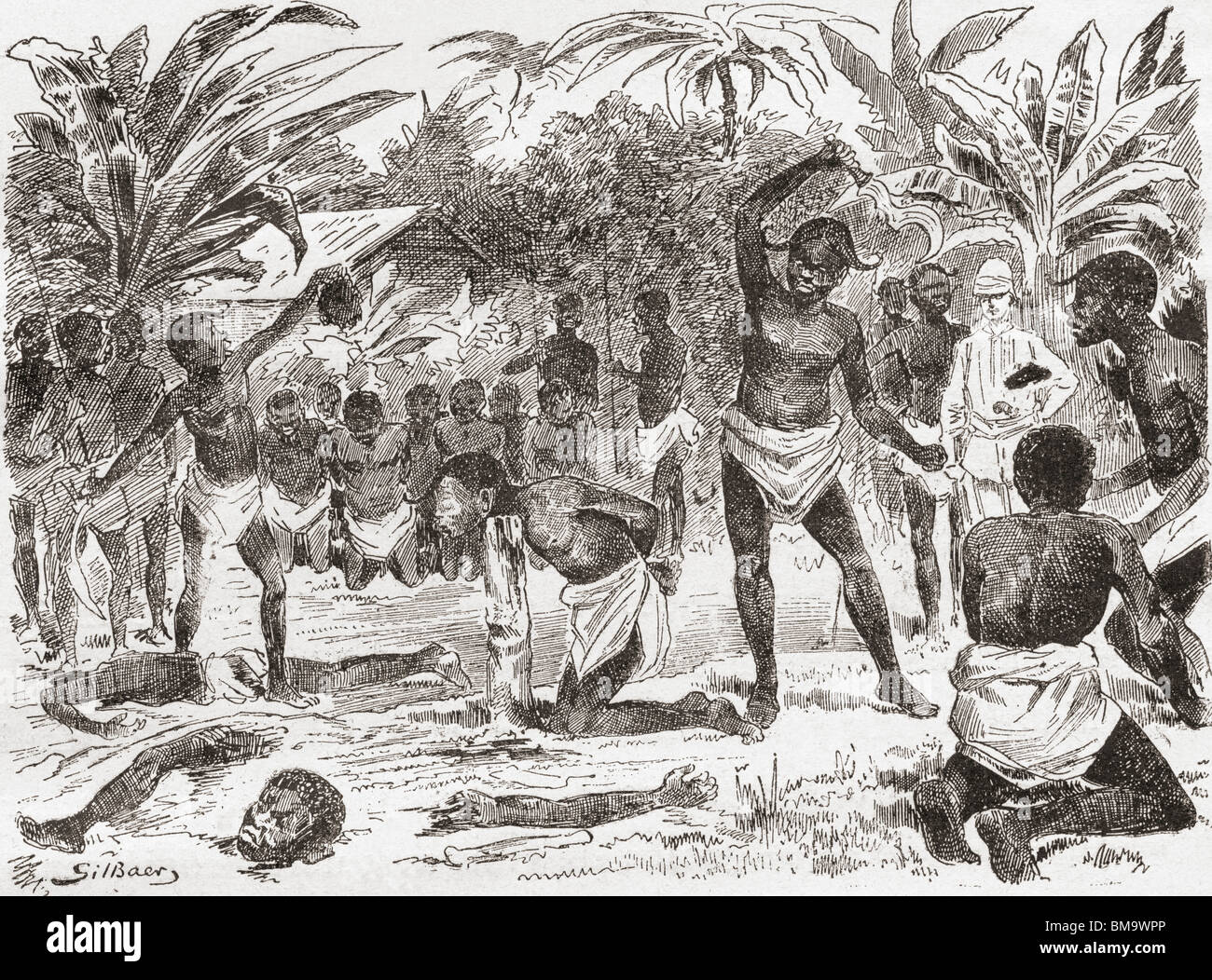 Sacrificio umano in Congo durante il XIX secolo. Foto Stock