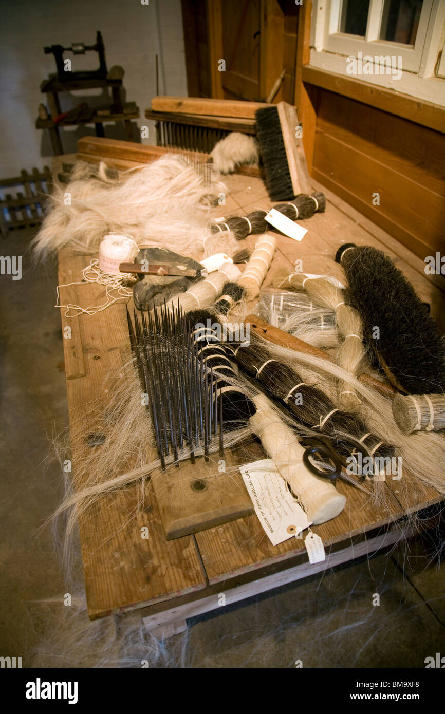 Spazzola rendendo display, Museo di East Anglian Vita, Stowmarket, Suffolk Foto Stock