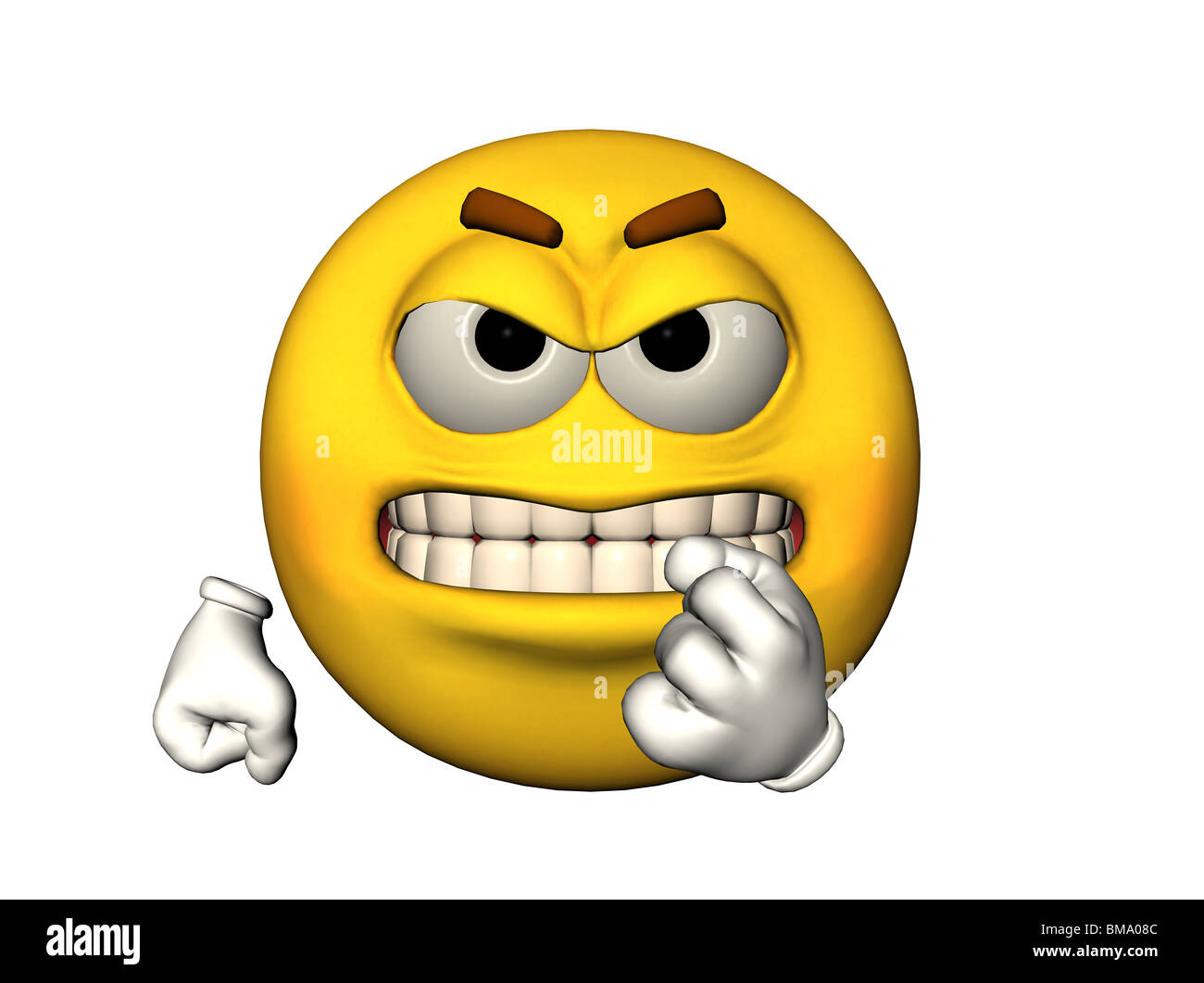 3D illustrazione di un arrabbiato emoticon con a denti stretti Foto Stock